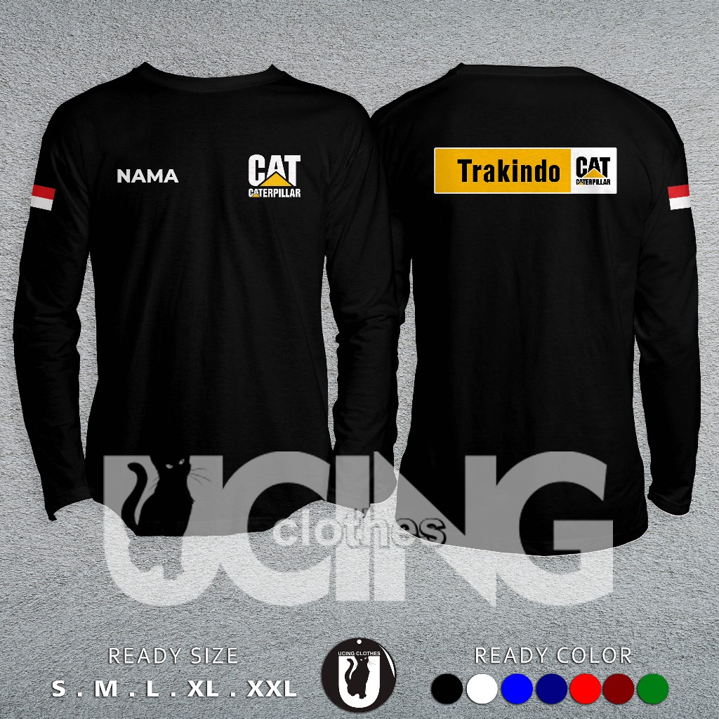 ฟรี Trakindo CAT Caterpillar เสื้อยืดชื่อของคุณแขนยาวเสื้อยืด Distro