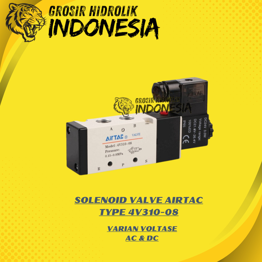 โซลินอยด์วาล์ว 4V310-08 โซลินอยด์วาล์ว AIRTAC TYPE 4V310-08 AC220 / DC24