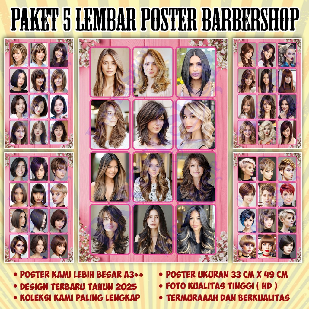 โปสเตอร์ร้านทําผมทรงผมผู้หญิง-แพ็ค5แผ่น-5พีบี 46