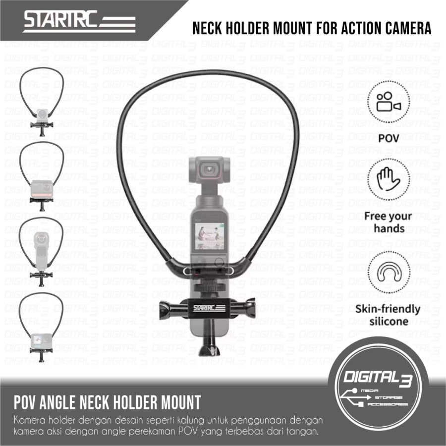 STARTRC ที่วางคอ Mount Bracket สร้อยคอคอ POV มุมสําหรับ Osmo Pocket 2/3 Gopro DJI Action HP Go