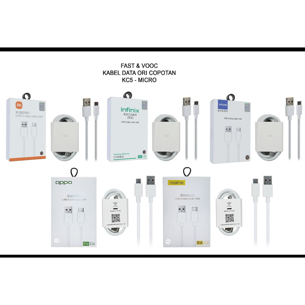 33W KC5 TYPE C สีขาว DATA CABLE SUPPORT VOOC SUPPORT FAST CHARGING