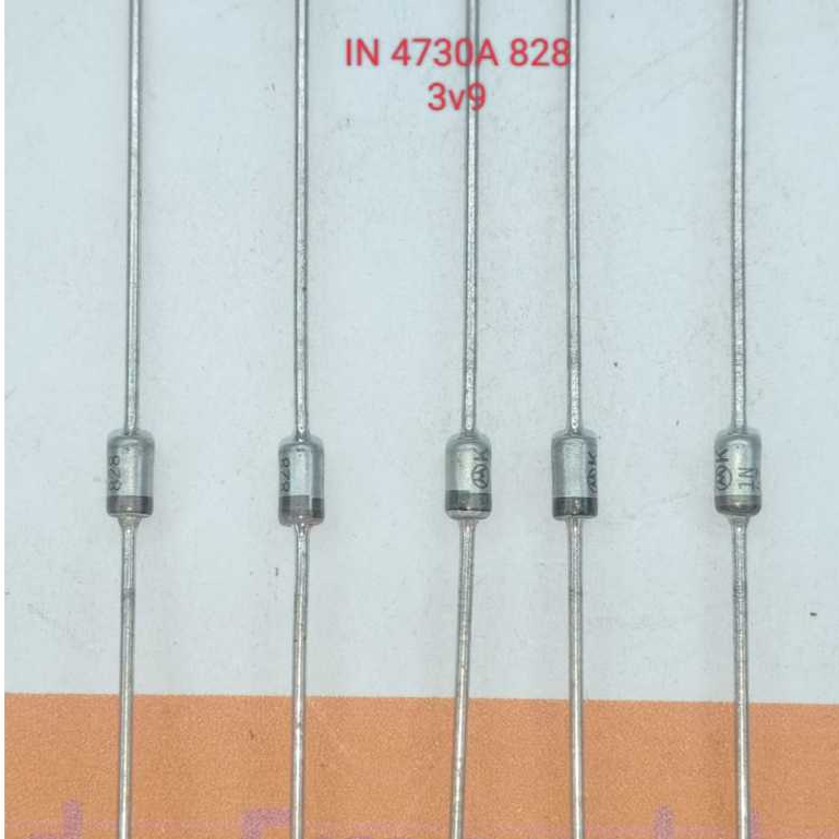 DIODE ZENER 3V9 - 1 วัตต์แก้ว SILVER 1N 4730A 828 3V9 ON MOTOROLA ORIGINAL