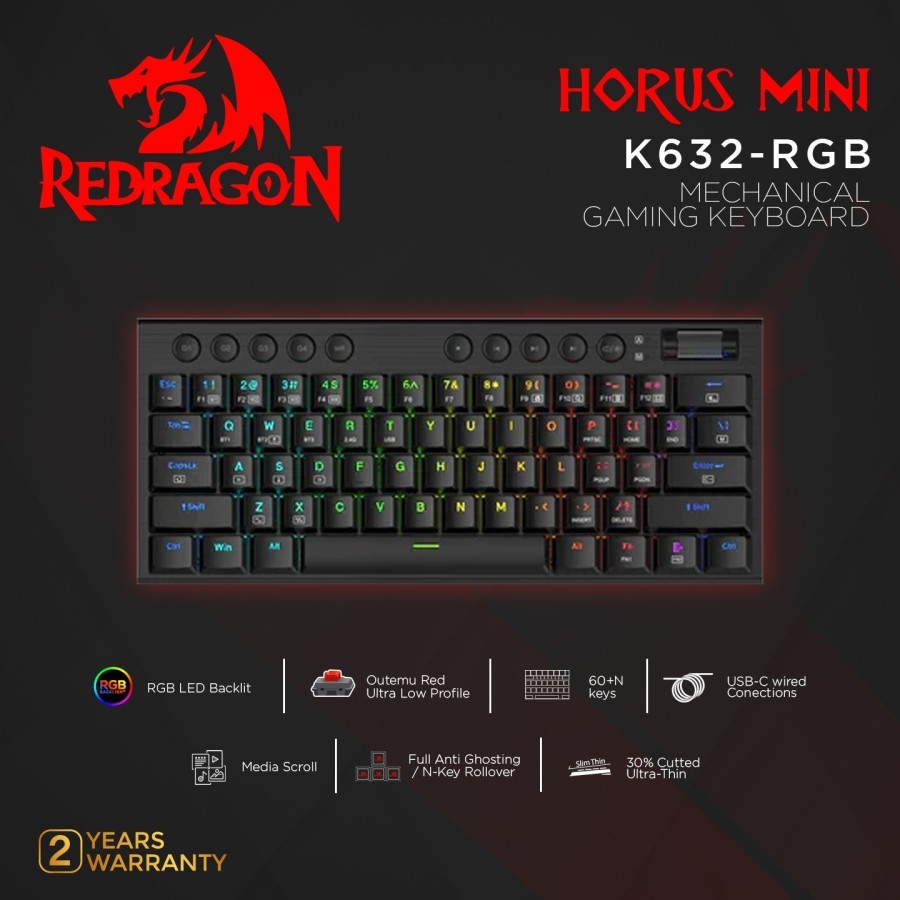 REDRAGON Redagon Mechanical Gaming Keyboard 60% HORUS MINI - K632 RGB