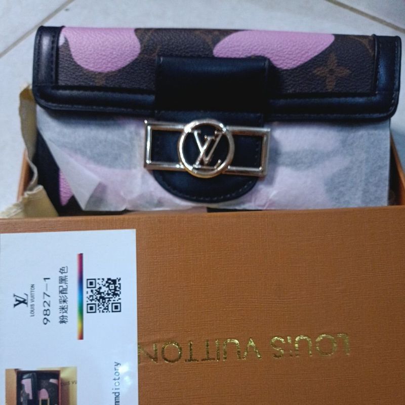Lv Black Pink Box Wallet