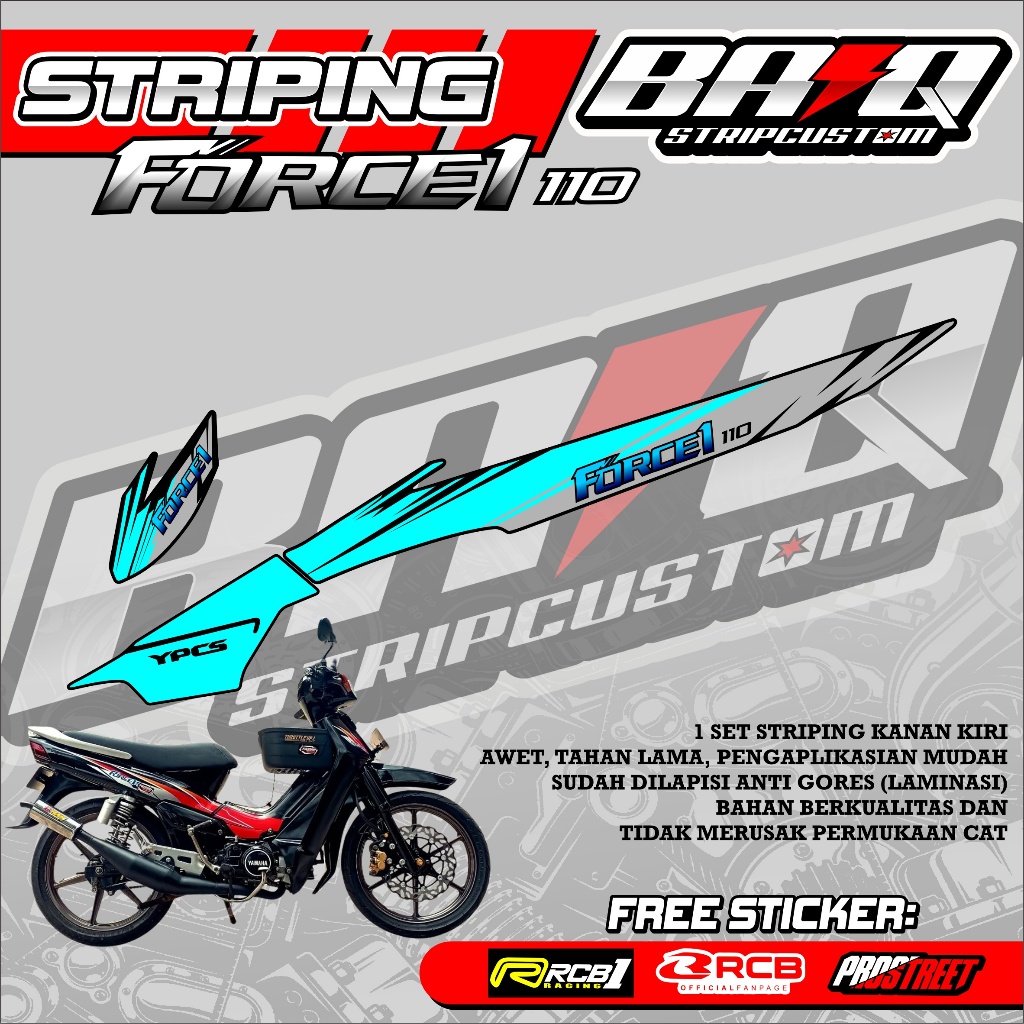 01 STRIPING YAMAHA FORCE 1 110 - สติ๊กเกอร์แถบ YAMAHA FORCE 1 110 RACING MOTIF