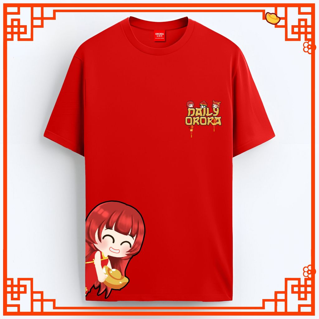 Orora เสื้อยืดตรุษจีน Daily Orora ตรุษจีนสาวน่ารักทอง unisex - แขนสั้น NOR 42