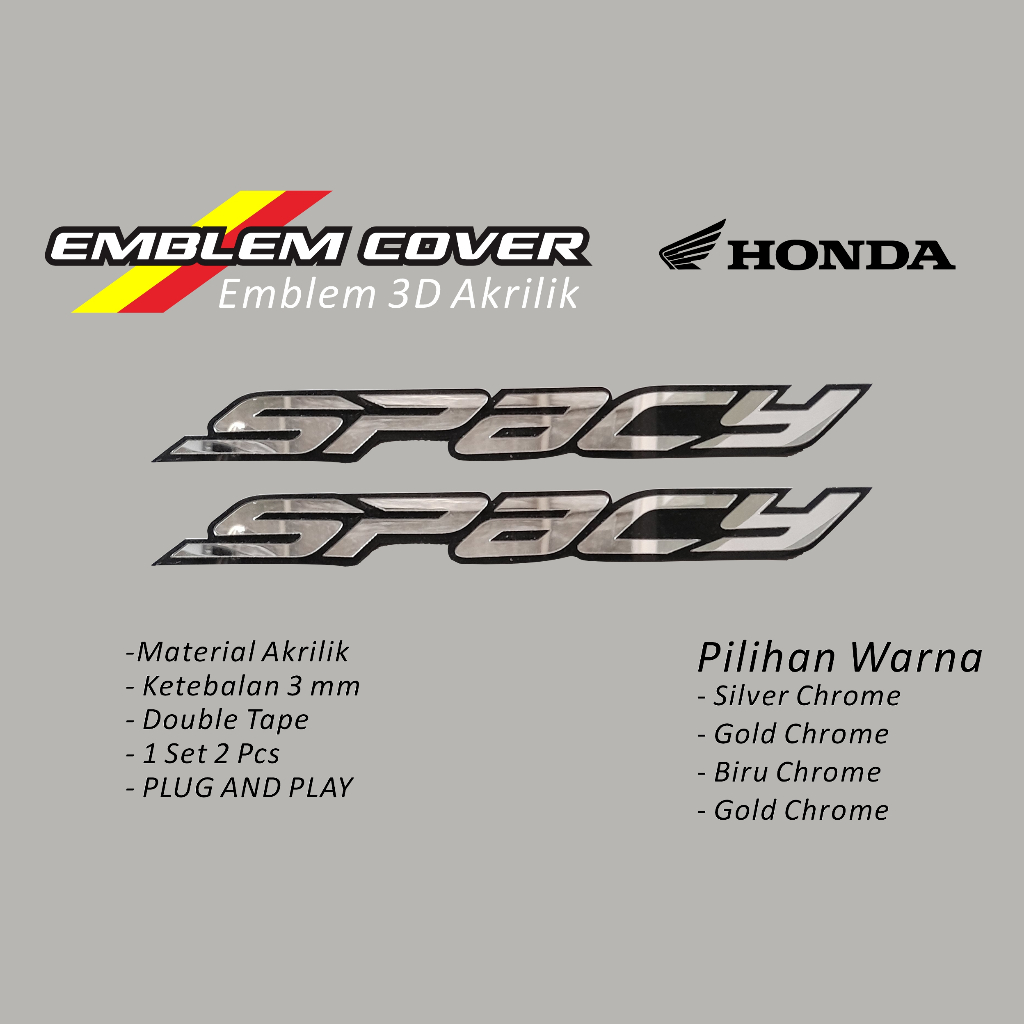 สติ๊กเกอร์มอเตอร์ไซค์ 3d honda Spacy สัญลักษณ์อะคริลิค มอเตอร์ไซค์สปซี่ คู่สัญลักษณ์ spacy