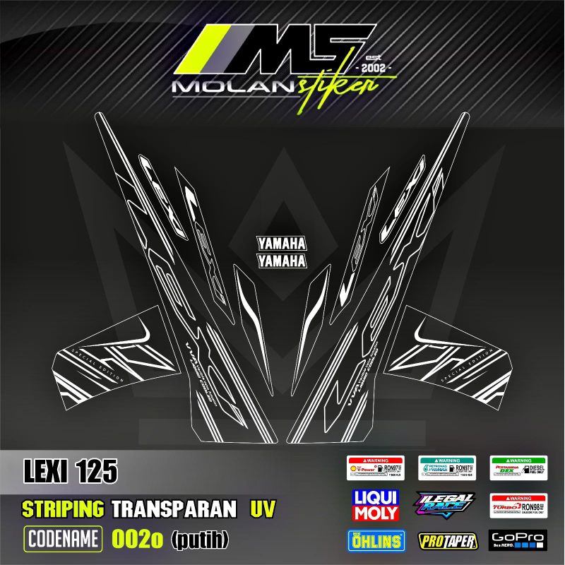 Putih Decal สติกเกอร์ Striping โปร่งใส Variations Uv Lexi 125 Cyber City Yamaha Lexi 125 2018-2023 L