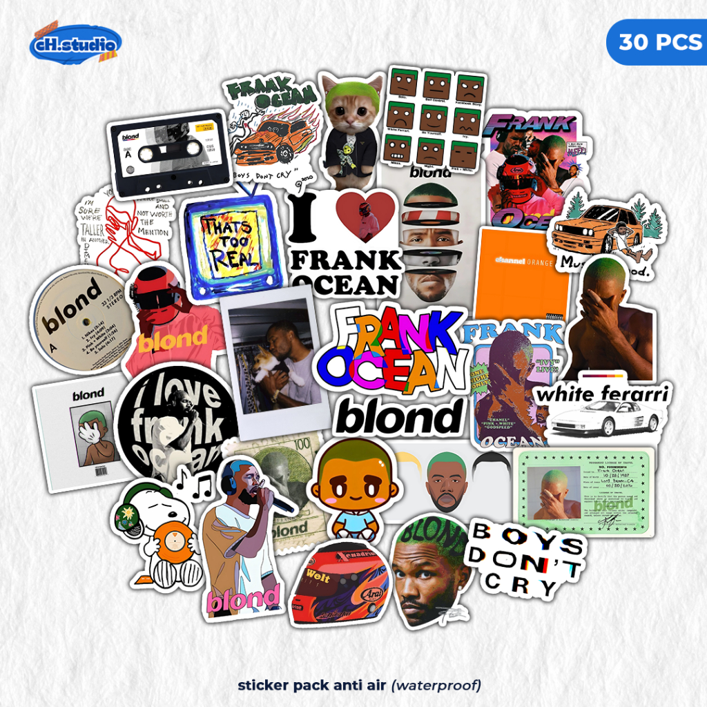 แพ็ค 30 ชิ้น FRANK OCEAN Frank Ocean Blond White Ferrari Aesthetic น่ารักสติ๊กเกอร์ไวนิลกันน้ําสําหรับสติกเกอร์แล็ปท็อป - ปลอก - สมุดไดอารี่ - สติ๊กเกอร์