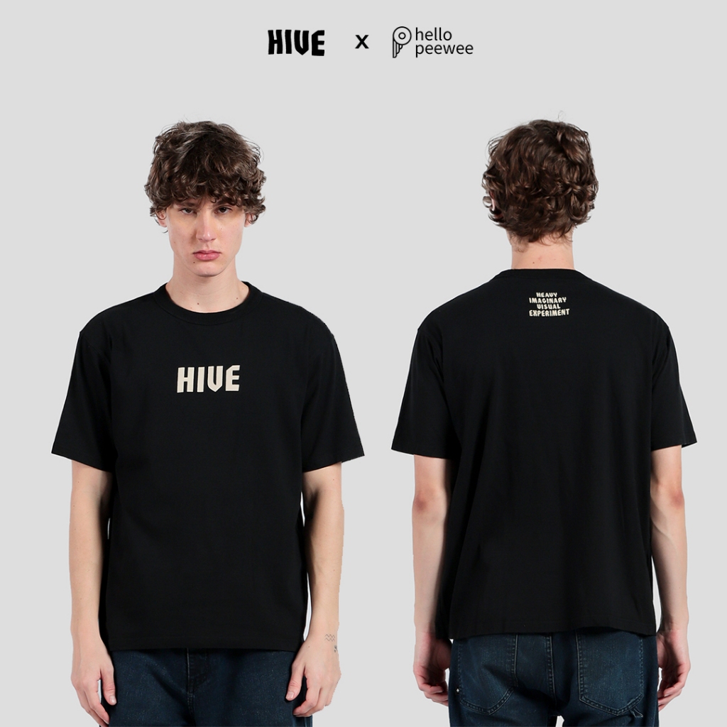 Peewee x HIVE Adult Regular Fit Logo HIVE Black Heavyweight T-Shirt