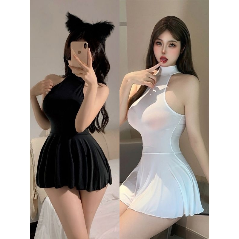 ชุดเดรสผู้หญิงเซ็กซี่เกาหลี กลับด้านได้ ชุดนอนผู้หญิงเซ็กซี่ อืม389
