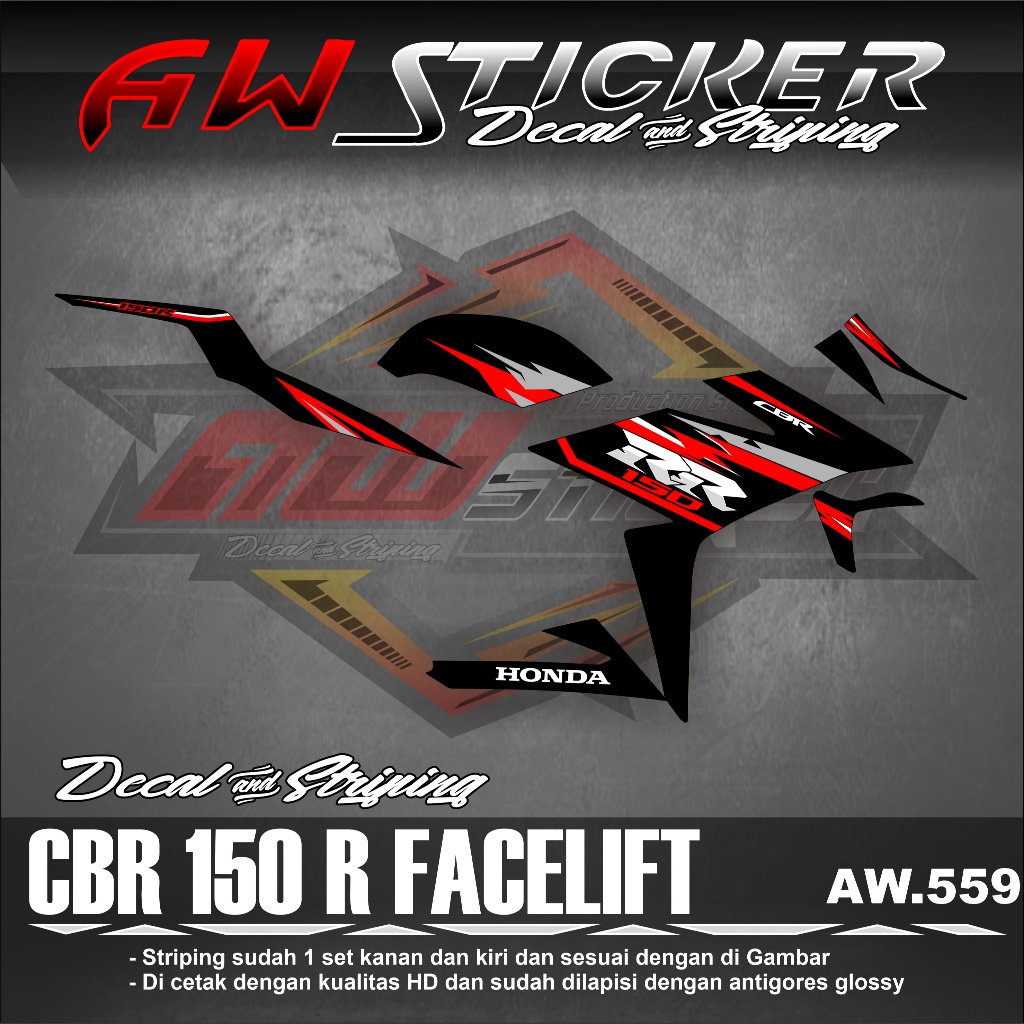 Striping CBR 150R Facelift 2016-2019 ล่าสุด Cbr 150r Facelift สติกเกอร์ AW-559