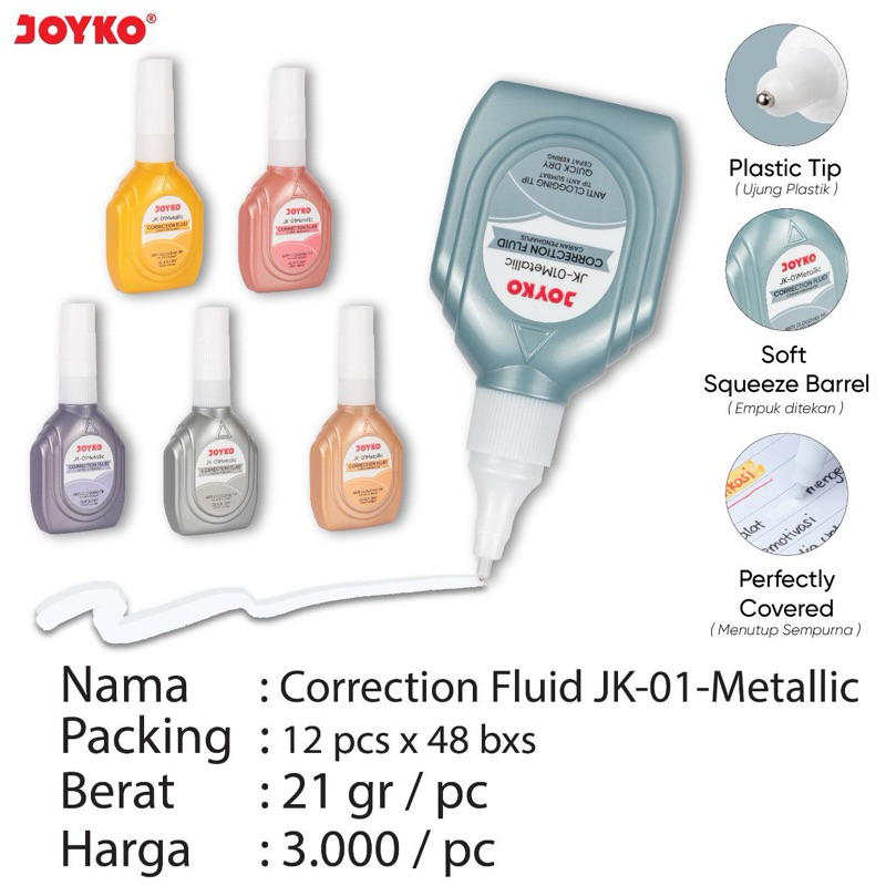 (1 ชิ้น) Joyko Correction Fluid JK-01-Metallic / Joyko Tip x JK-01 Metallic / Tip Ex Random Liquid B