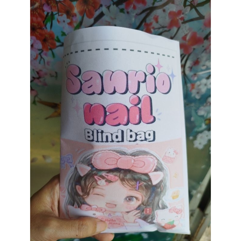 เพ้นท์เล็บกระเป๋าตาบอด hello kitty paper nair art