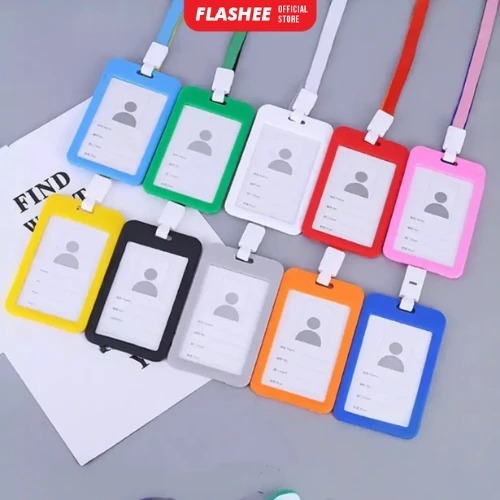 GANTUNGAN Flashee Name Tag ID Card Transparent 2 ด้าน Name Card Holder ID