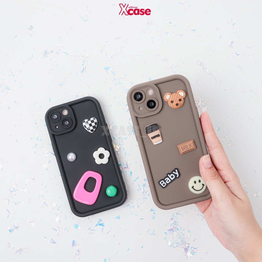 3D ตกแต่งสไตล์ Full Lenscover สําหรับ iPhone X XS XR XS MX 11 12 13 14 15 Pro Plus Pro Max