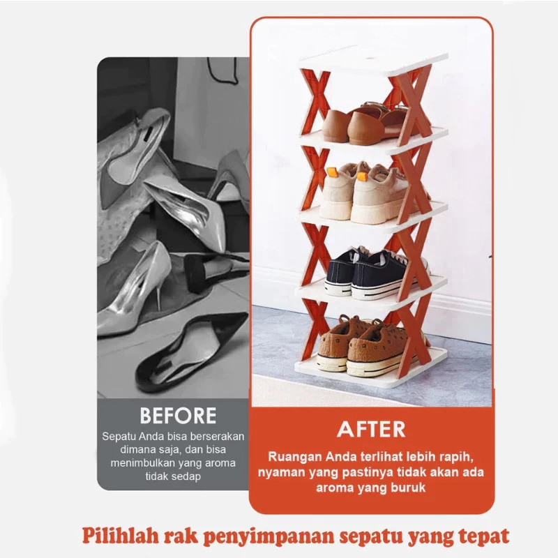 BEST IHOME ชั้นวางรองเท้า X อเนกประสงค์สําหรับรองเท้าแตะซ้อน
