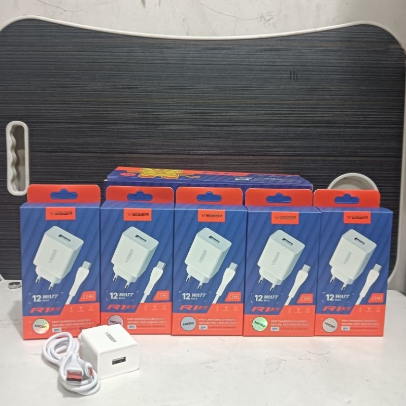 VEGER R1 PRO Micro/Pcs Travel Charger ชาร์จเร็วพร้อมสาย Micro 12W