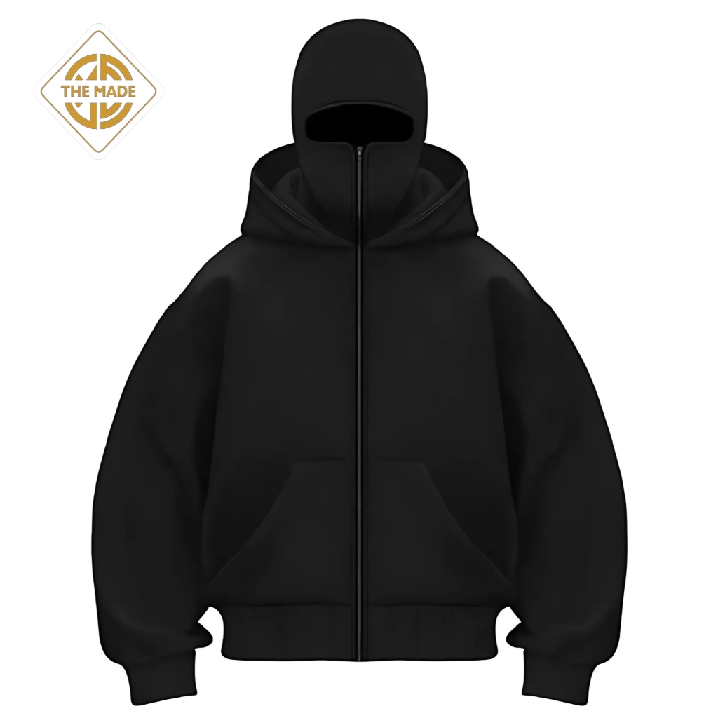 The Made HOODIE BALACLAVA Zipper Hoodie Jacket Boxy Black Ninja Balaclava