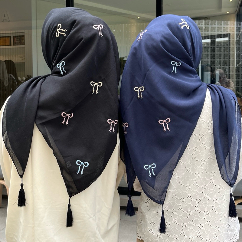 ฮิญาบแต่งพู่ || V4 ปัก Hijab ริบบิ้นสีหลวม