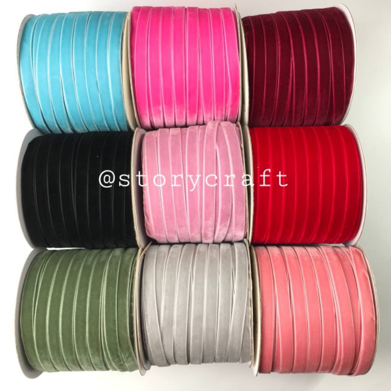 10 YARD & 25 YARD - 1.3 CM | ริบบิ้นกํามะหยี่ / ริบบิ้นกํามะหยี่