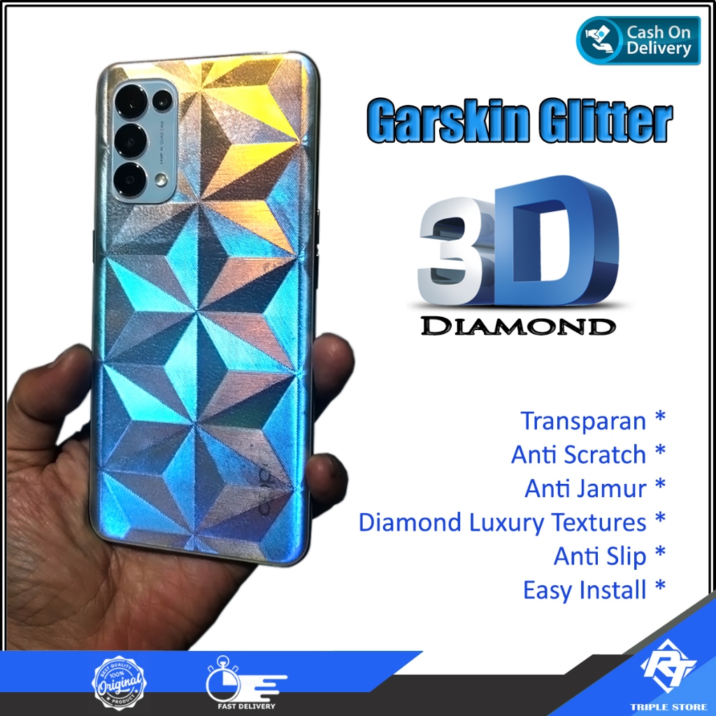 Garskin Glitter Diamond 3D โปร่งใส Anti-Scratch Backdoor Oppo Reno 14 Pro Reno 14F Reno 13 Pro 13F R