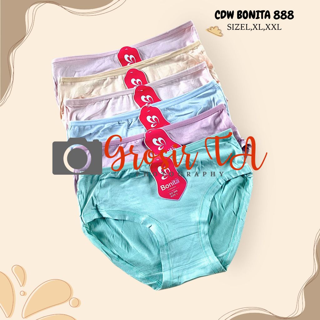 KATUN Bonita 888 Cd กางเกงชั้นในสําหรับผู้หญิง ผู้ใหญ่ วัยรุ่น เด็กผู้หญิง ลายธรรมดา วัสดุผ้าฝ้ายนุ่