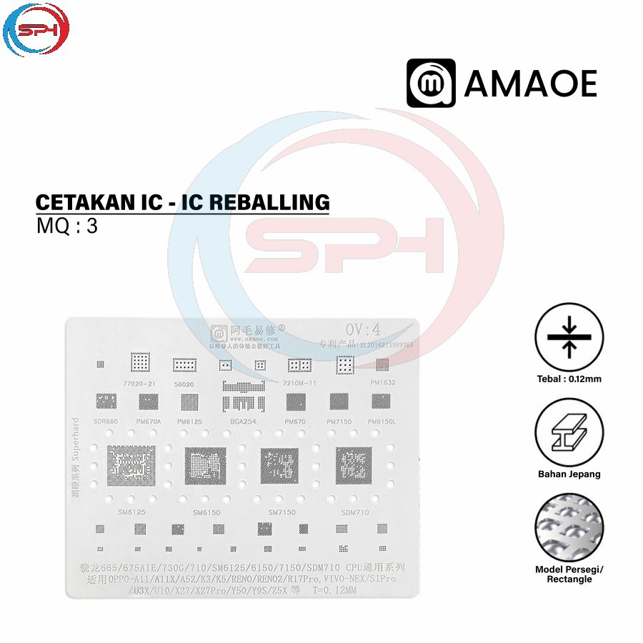 Amaoe OV4 IC แม่พิมพ์ BGA Reballing Stencil สําหรับ OPPO K5/RENO2/R17Pro/VIVO/NEX/U10/X27Pro Snapdra