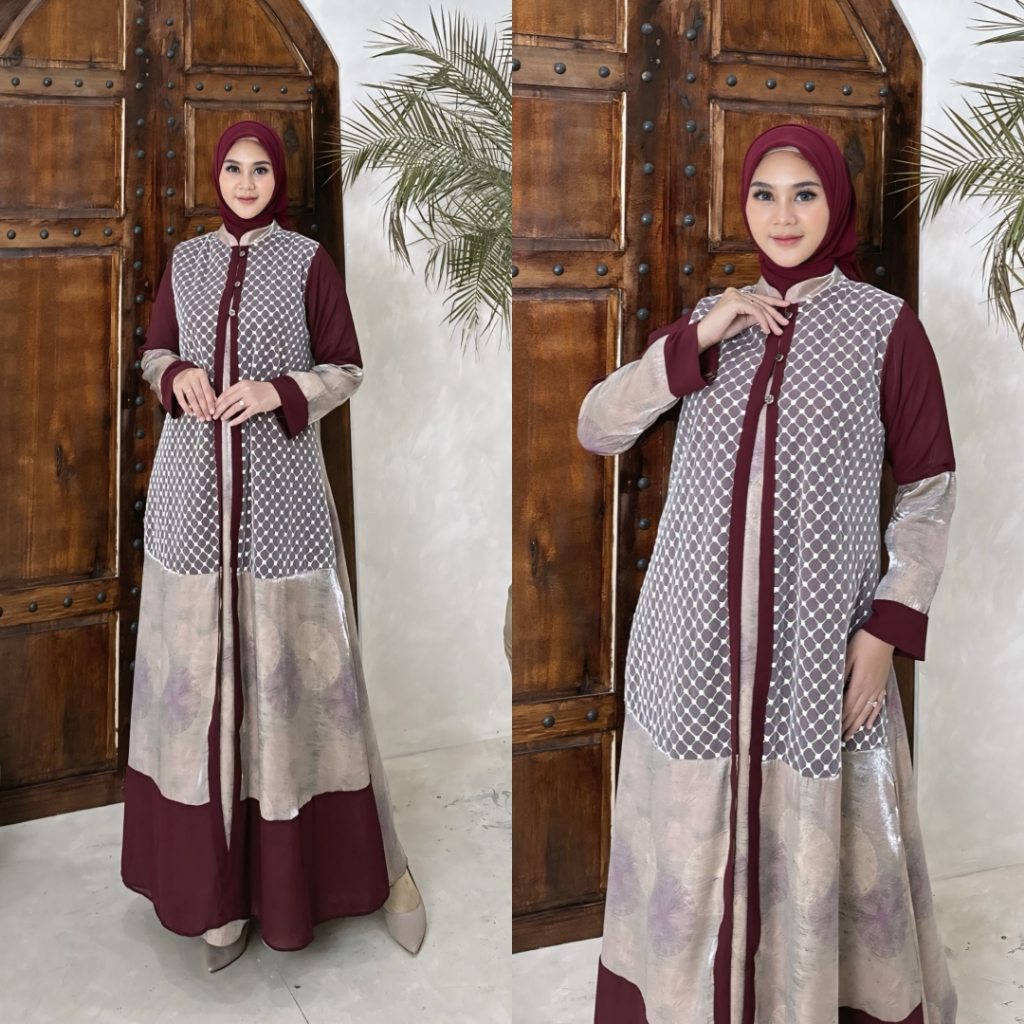ชุดเดรส Evelyn [LD 110cm PB 140cm] | Gamis Material Ceruty Mix Shimmer Silk Tille Premium