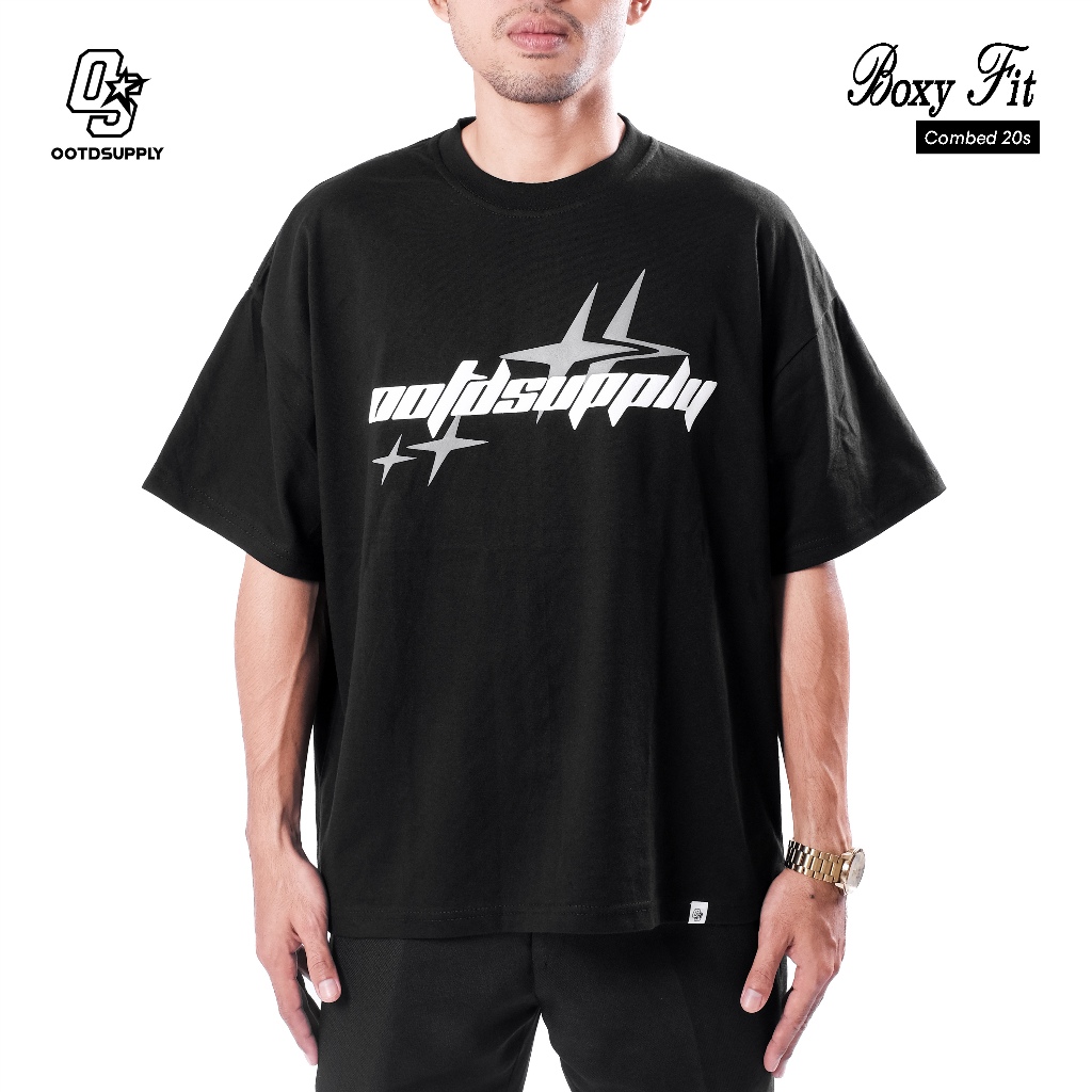 OOTDPLY Boxy Fit Oversize Diffusion Black Puff Ink Screen l เสื้อยืด Boxyfit l เสื้อยืด Boxy | OVZBX