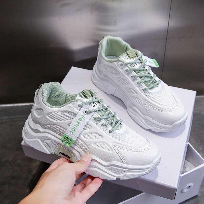 •GUMMY• รองเท้าผู้หญิง SP1842 รองเท้าผ้าใบอินเทรนด์พร้อม Laces รองเท้ากีฬาแฟชั่น Anti-Slip สบายนุ่ม