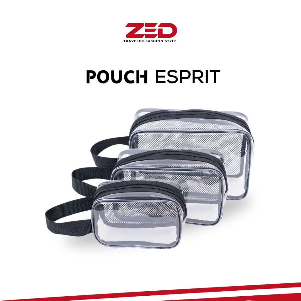 ZED กระเป๋าเดินทาง Esprit ใสกันน้ําขนาดใหญ่สําหรับจัดเก็บกระเป๋าดูแลผิวมัลติฟังก์ชั่น