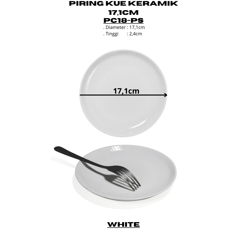 จานเค้กเซรามิก 171CM (1PCS) ธรรมดา By Indo จานขนมเซรามิกคุณภาพอเนกประสงค์ /PC18-PS