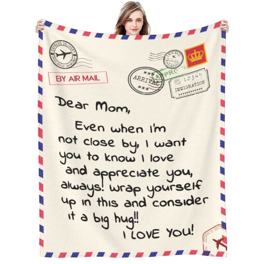 ผ้าห่มภาพตัวอักษรของขวัญสําหรับคุณแม่ เนื้อหนา นุ่ม วัสดุขนสัตว์ อบอุ่น ของขวัญ สําหรับแม่