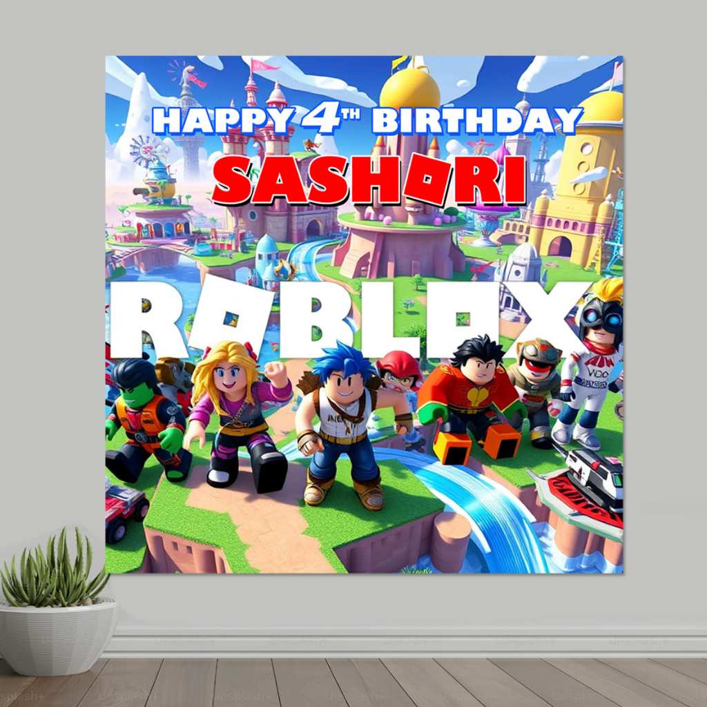 Ro blox ฉากหลังแบนเนอร์ Flexi วันเกิด / วันเกิดตกแต่งผนัง