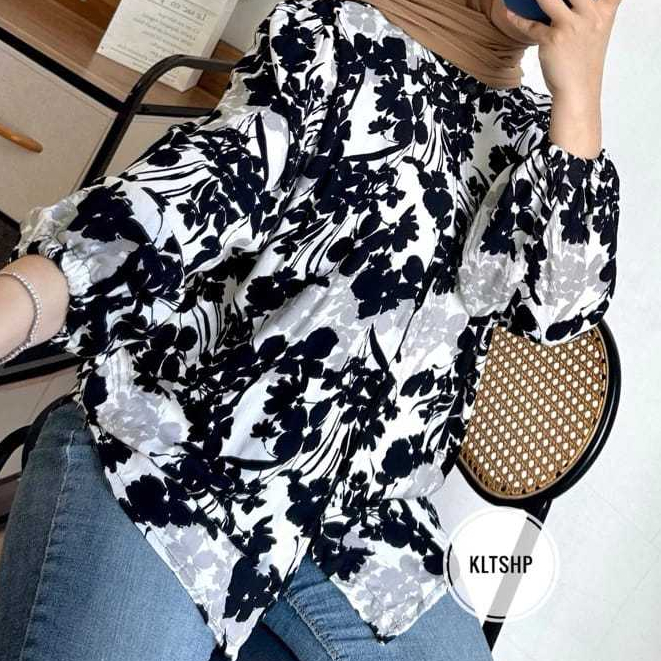 KAMEJA RAYON MOTIF SHIRT - MODERN RAYON MOTIF SHIRT - WOMENS BALLOON SLEEVE SHIRT - เสื้อเชิ้ตผู้หญิ