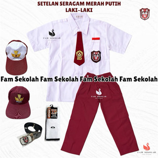SETELAN SUPER LENGKAP SERAGAM SEKOLAH SD LAKI-LAKI BAJU PENDEK CELANA PANJANG