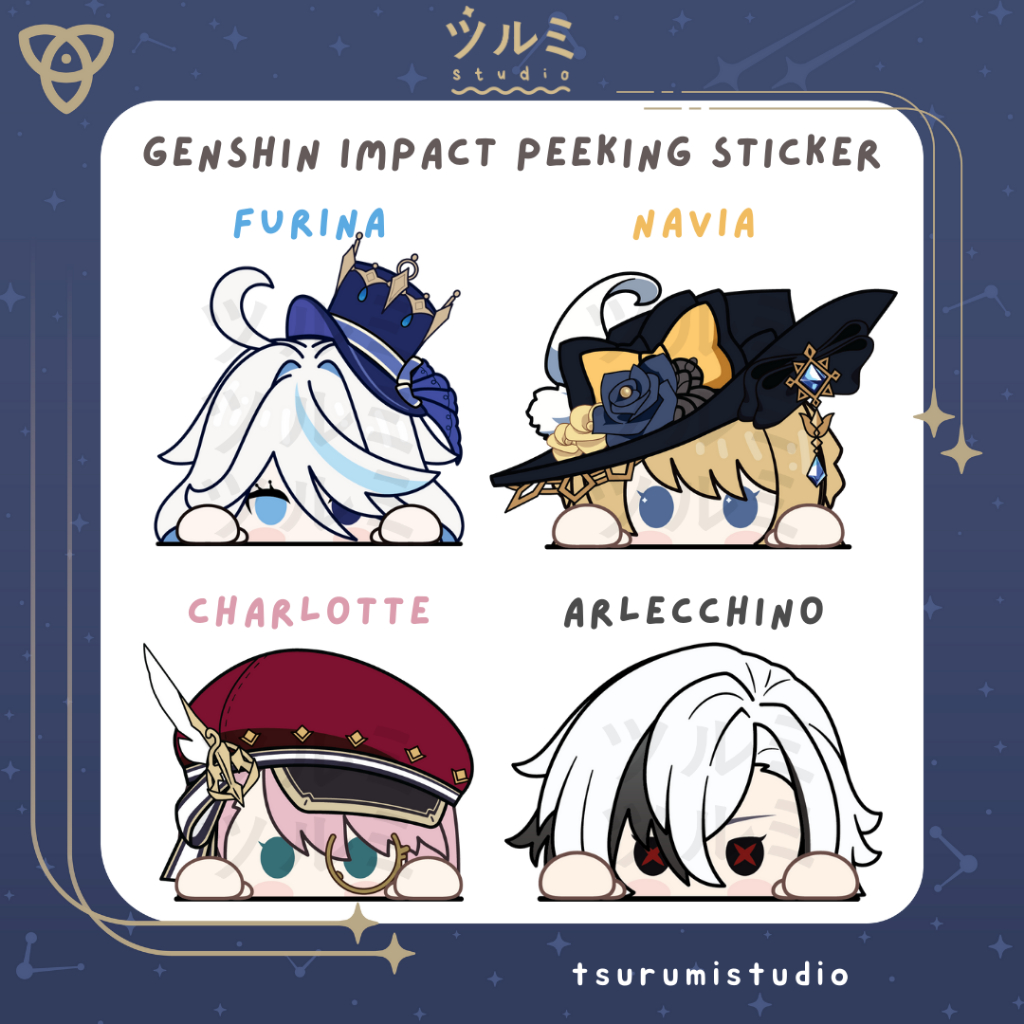 Genshin Impact Peeking Sticker / Peeker Sticker / Ngintip Sticker (Girls Ver.) โดย tsurumistudio