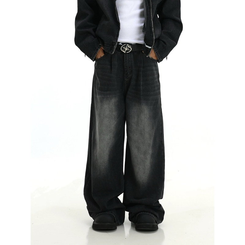 Baggy Jeans Baggy Pants Wide Legs Loose Fit Black Denim Whisker Material / Baggy Baggy Pants