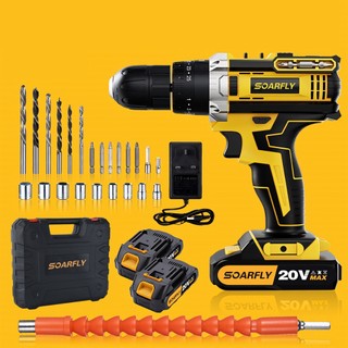 SOARFLY Mesin Bor Baterai Cas 2Baterai Promo 13mm/10mm Bor Impact Fullset Tanpa Kabel Listrik Murah