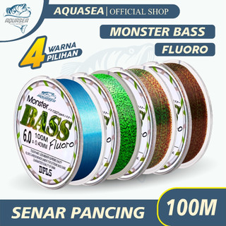 AQUASEA Tali Pancing Bass FLUOROCARBON 100M  Senar Pancing Strength 4.20kg-16.5kg Sangat kuat