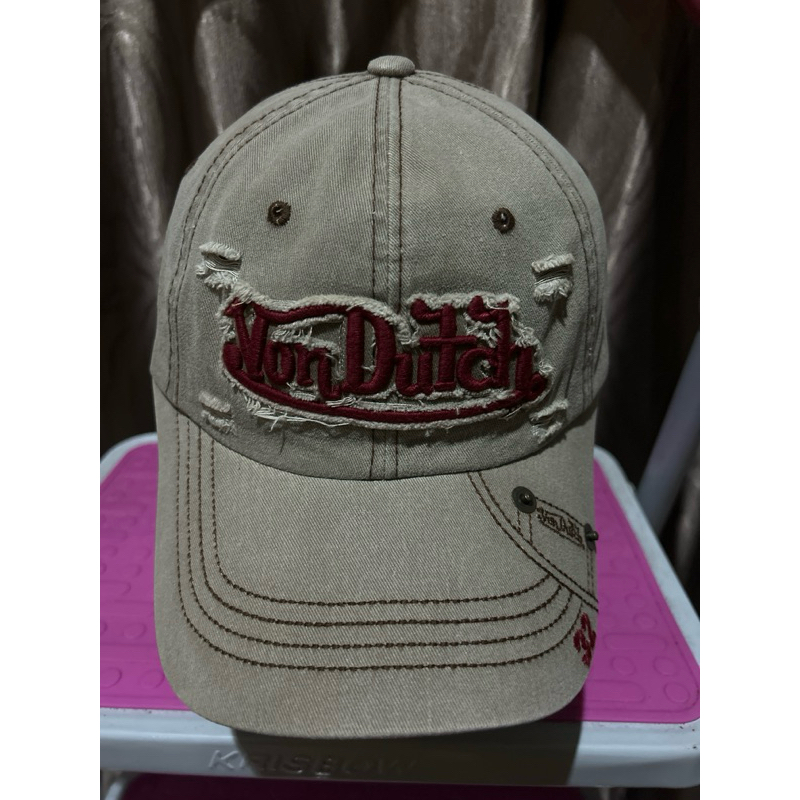 หมวก Ripped Von Dutch หมวกสีเทาล้าง