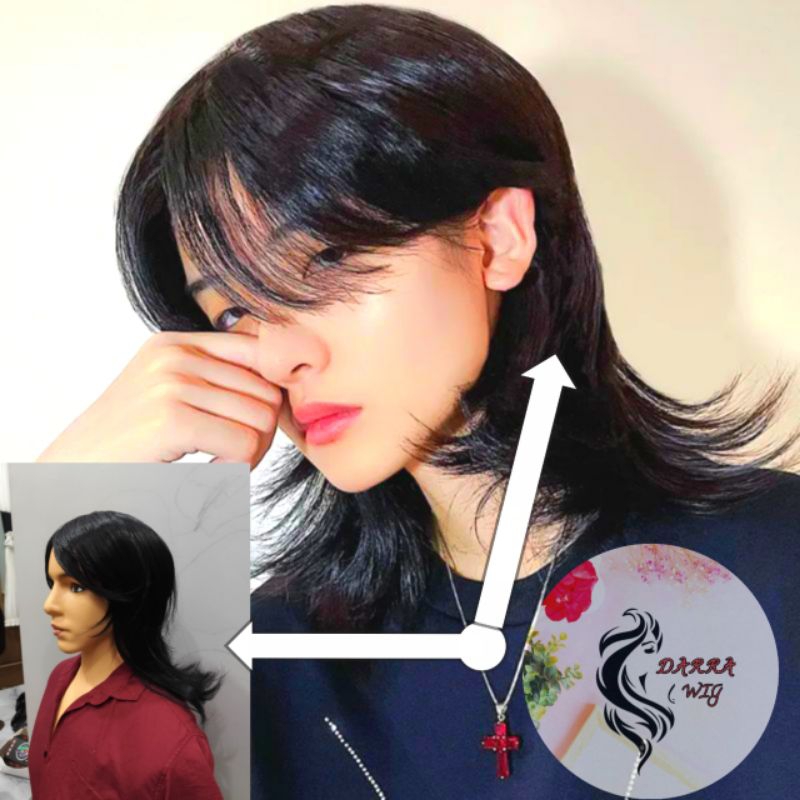 วิกผม Mullet ยาวสําหรับผู้ชาย/วิกผม Mullet สําหรับผู้ชาย