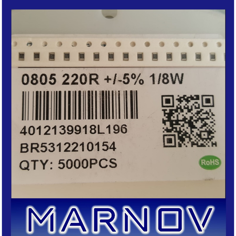 ตัวต้านทาน SMD 0805 220R 1% ม้วนม้วน 221 ม้วน 220 โอห์ม