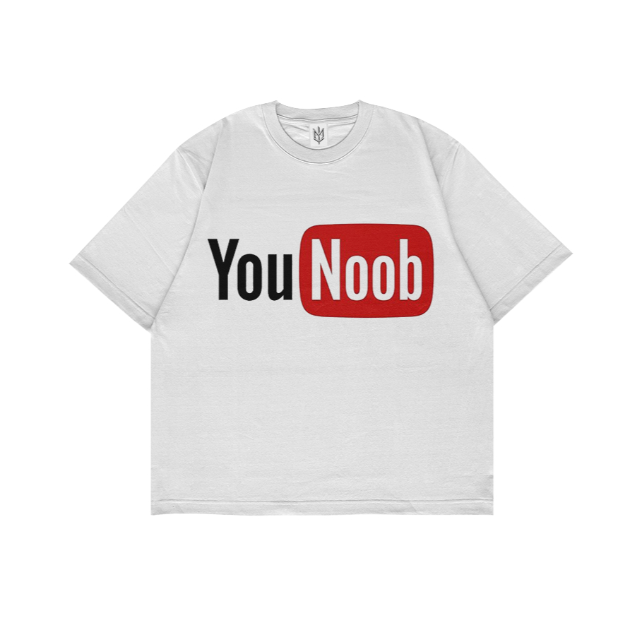 เสื้อยืด OH YOU NOOB | เสื้อยืด OVERSIZE สีขาวสไตล์ Y2K VINTAGE BOOTLEG GRUNGE | ผู้ชาย ผู้หญิง ผู้ใ