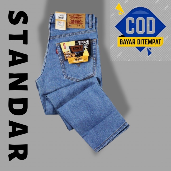 Men& 39;s Regular Standard Levi 505 Jeans กางเกงยีนส์ธรรมดา