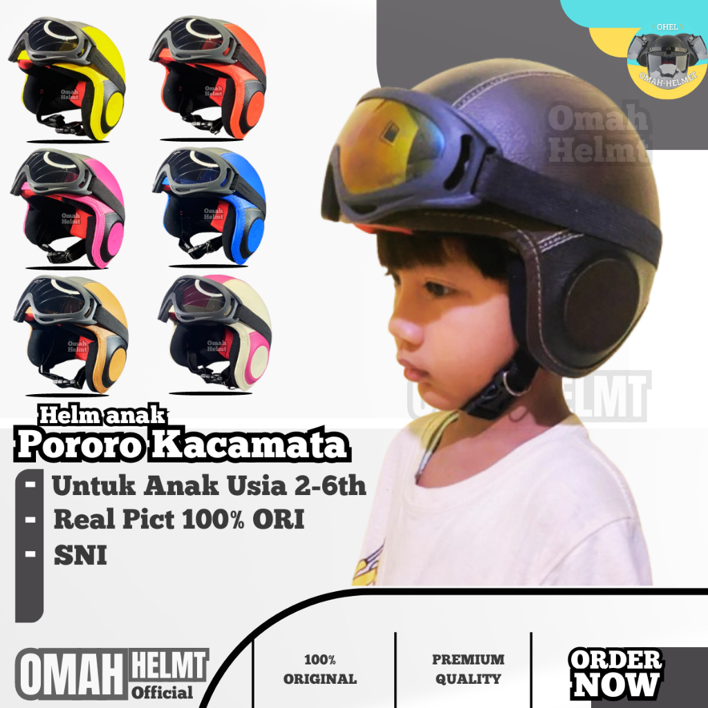 หมวกกันน็อคเด็ก Pororo แว่นตาย้อนยุคอายุ 2-6 ปีธรรมดา MOTIF