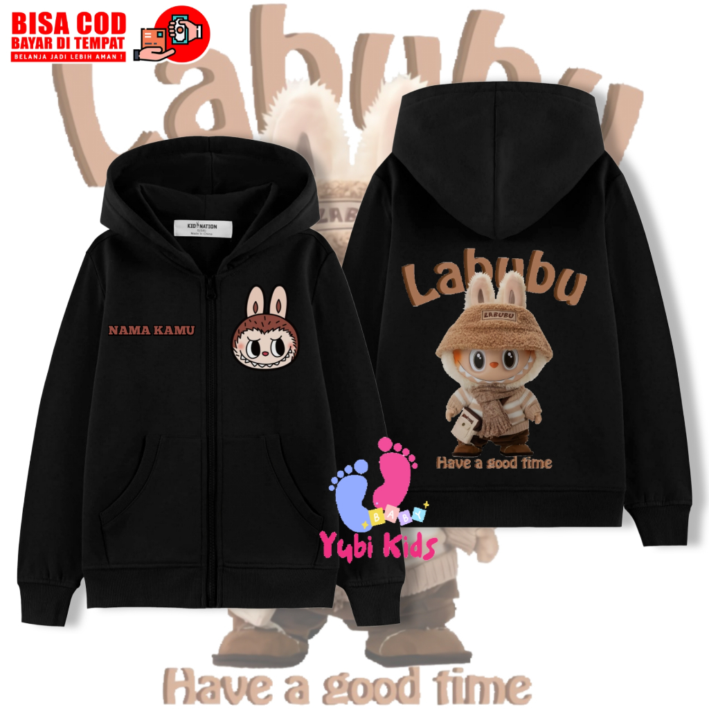 Hoodie Zipper Anak Labubu The Monsters/Jacket Zippers ฟรีเพิ่มชื่อ
