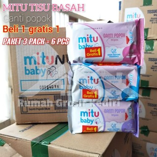 (3PACK / 6PCS) MITU BABY Ganti Popok 50 Sheets Tisu Basah 4 Varian Aroma