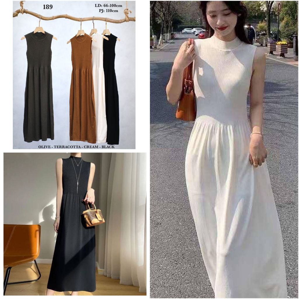HAPPY SHOP - WOMENS KNIT MIDI DRESS 189 น่ารักสดใส ทันสมัย